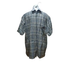 Size L Dickies Men short sleeve plaid blue and white button down.